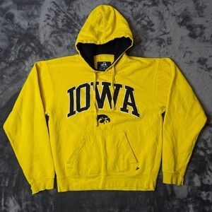 Vintage Y2K J.America Iowa State Yellow Pullover Long Sleeve Hoodie Size Small